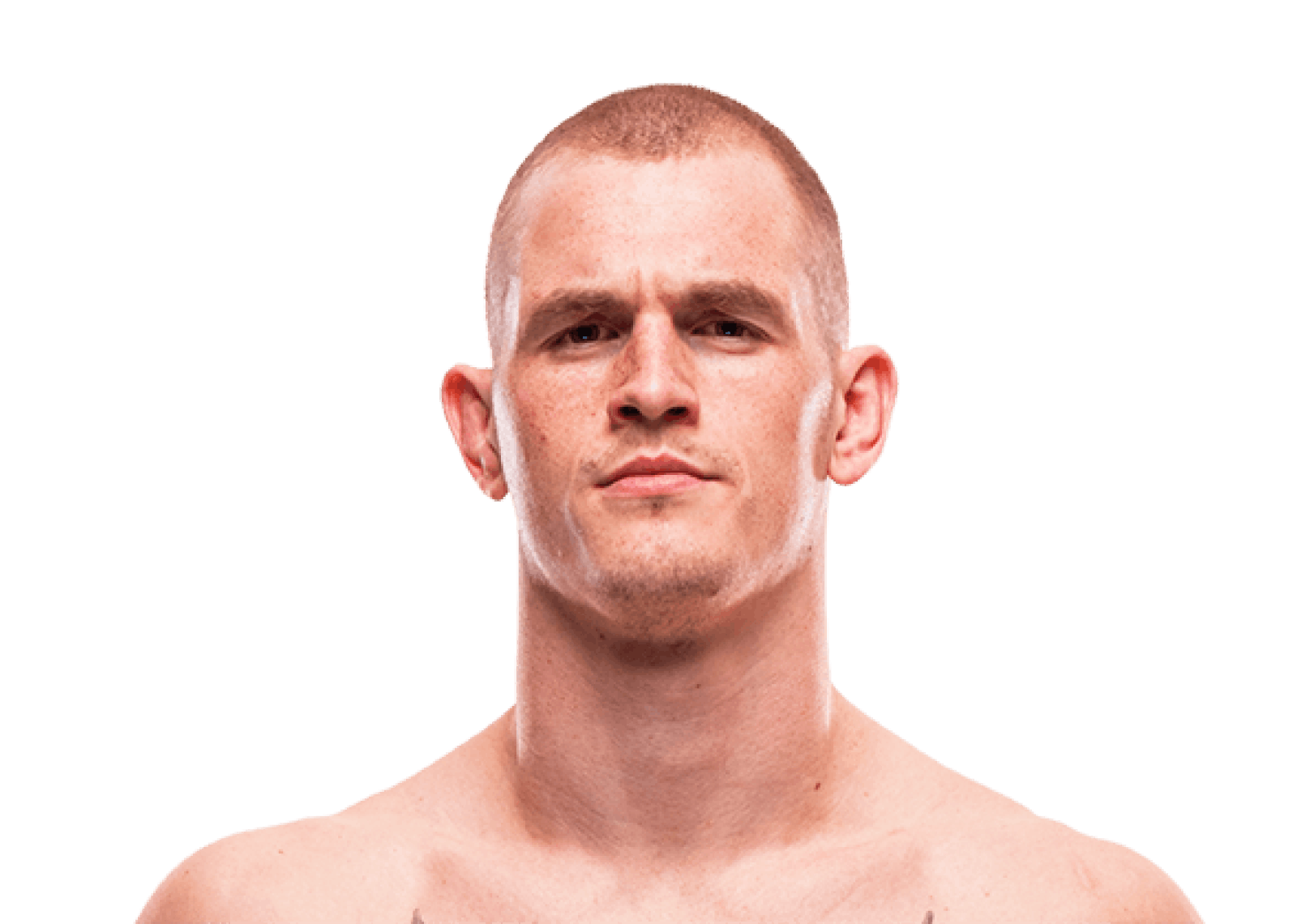 Studio portrait of a UFC fighter with cropped hair on a plain white background, part of the UFC VIP hospitality lineup curated by Perfect.Live