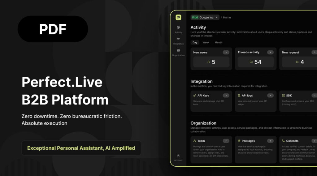 Perfect.Live B2B corporate presentation cover