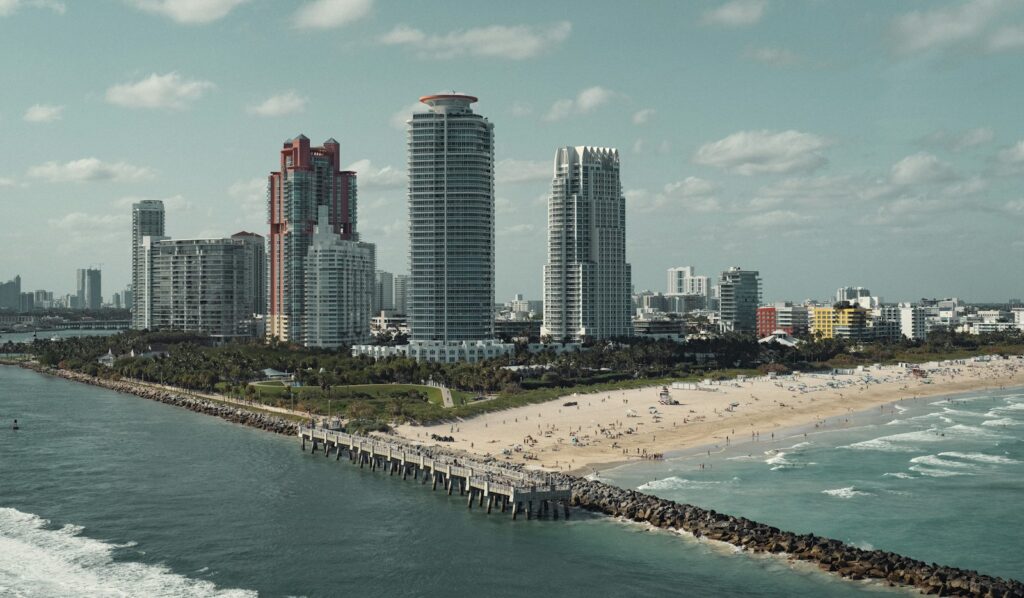 Miami Beach skyline and shoreline, host city for Art Basel Miami Beach each December