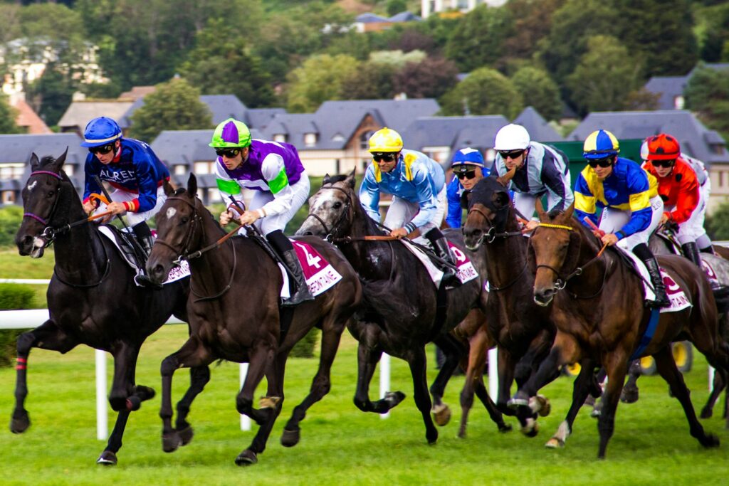 Runners racing on the turf during Royal Ascot