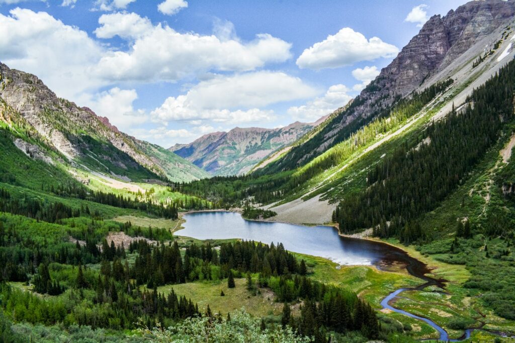 Green mountain valley near Aspen, Colorado, in early summer