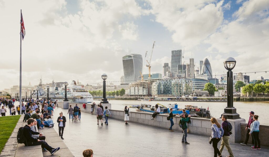 The Southbank riverside walkway in London, near the venue of the BAFTA Awards