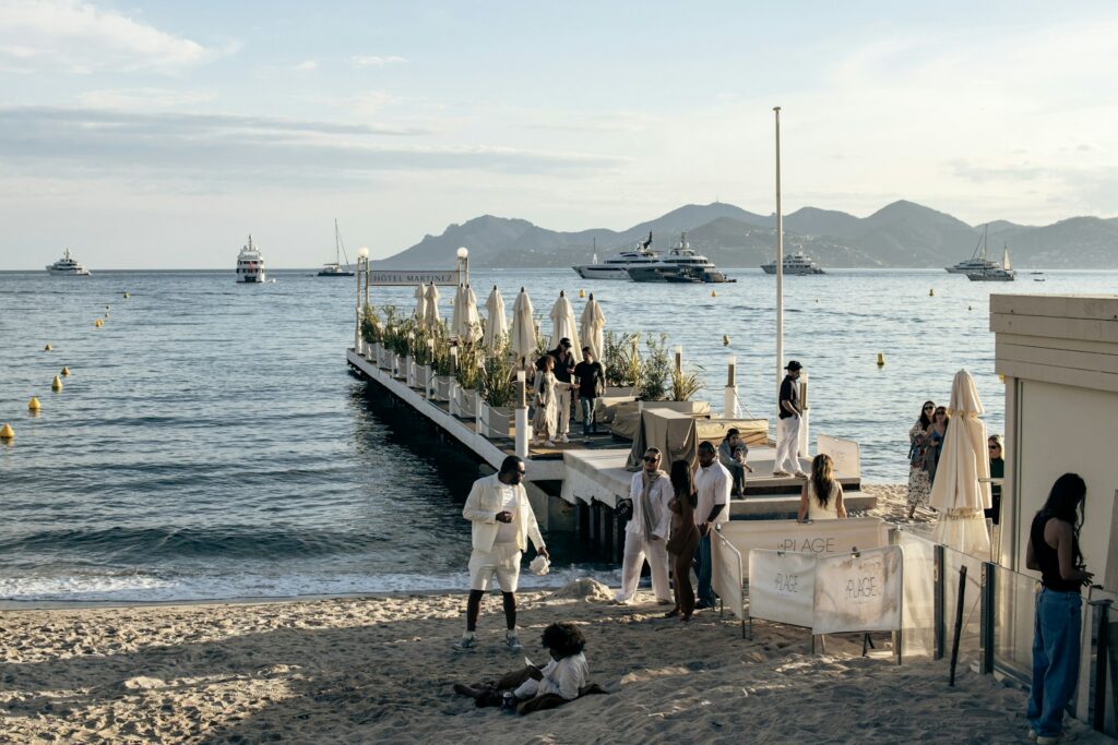 Beach and pier along the Croisette in Cannes