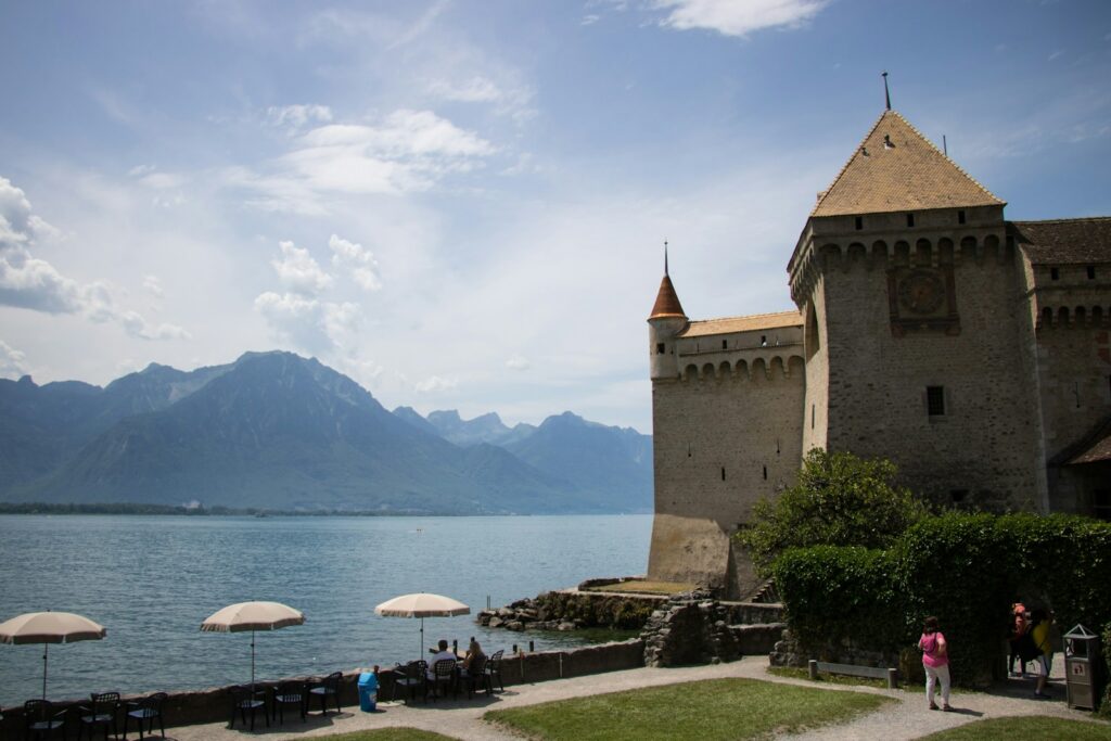 Chateau de Chillon on the shore of Lake Geneva near Montreux