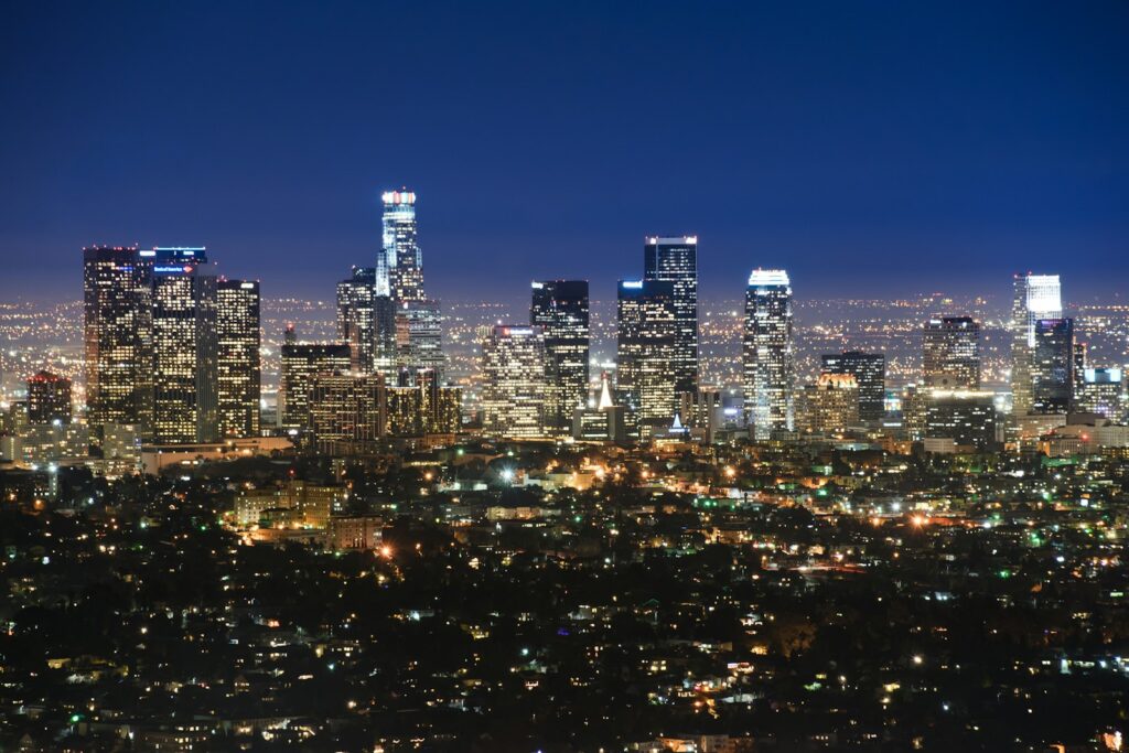 Downtown Los Angeles skyline at dusk