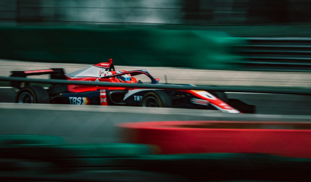 Formula One car at speed on track ahead of the Japanese Grand Prix