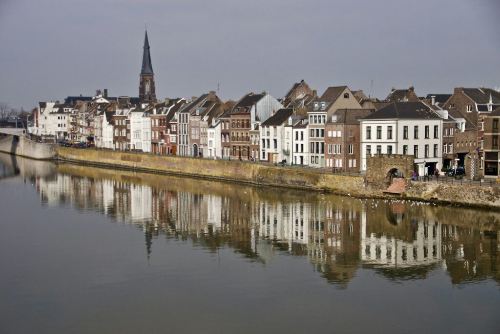 Houses along the Meuse in Maastricht in the Netherlands