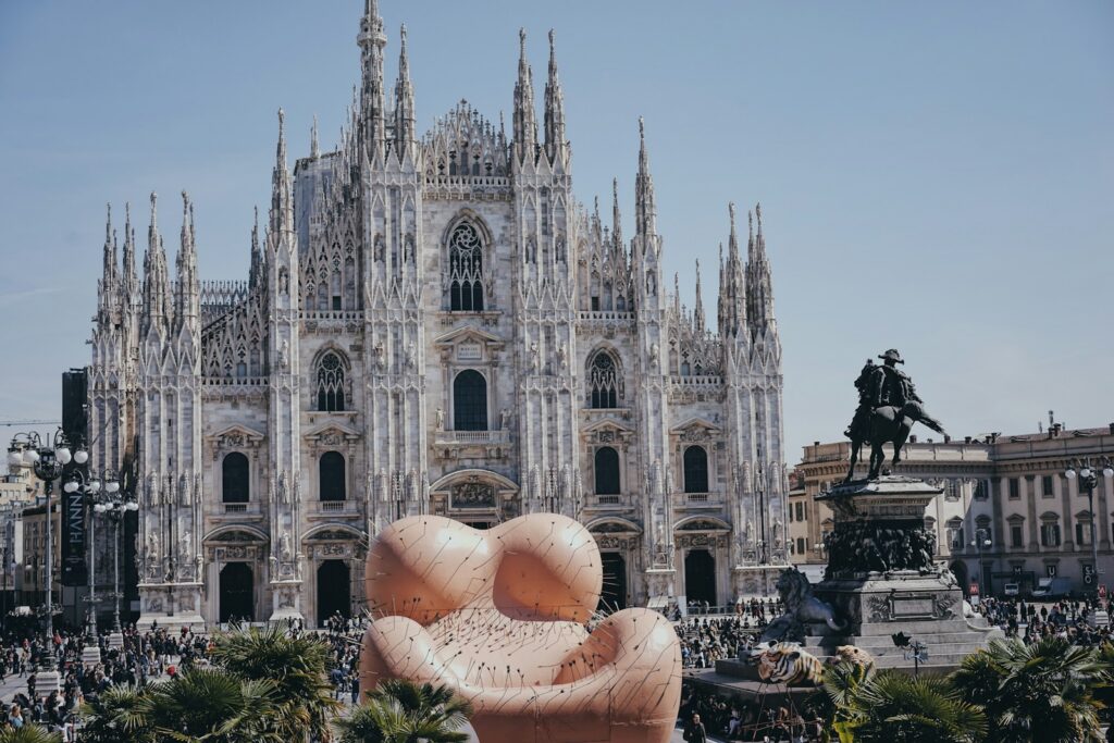Visitors walking a Milan district during the Fuorisalone — Perfect.Live