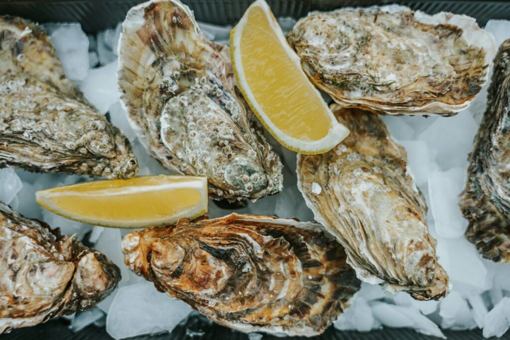 Oysters served on ice with lemon, the format every good London oyster bar is judged on