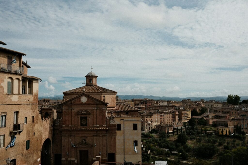 Hillside view over the rooftops of Siena, Tuscany