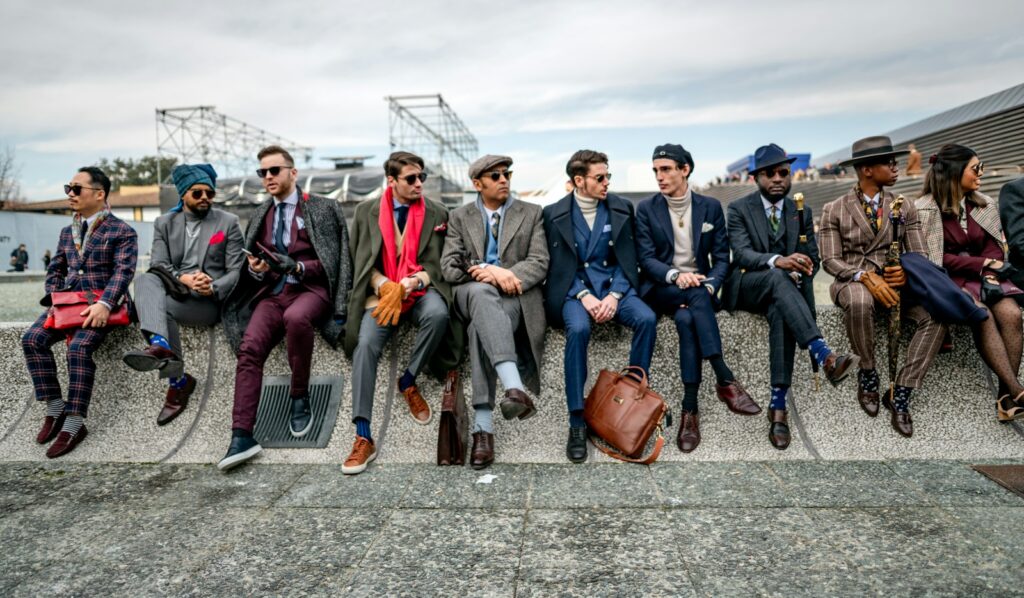 Guests outside the Fortezza da Basso during Pitti Uomo in Florence