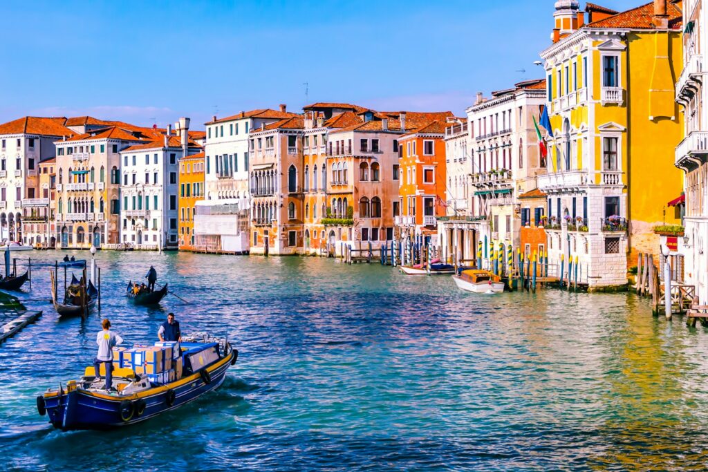 Boats on the Grand Canal in Venice
