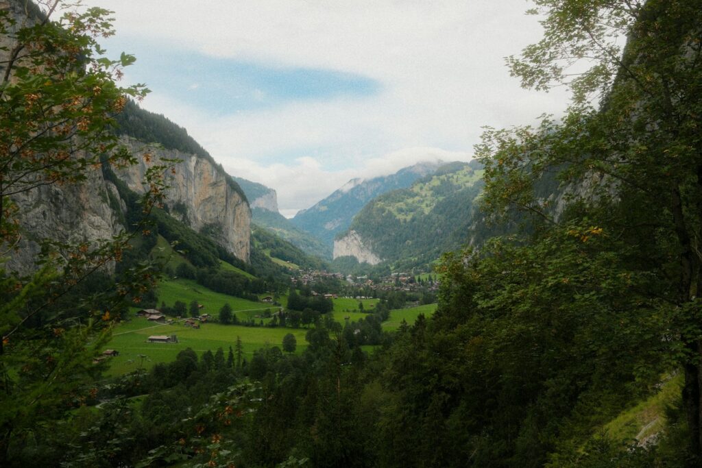 Green alpine valley in the Swiss Valais in summer