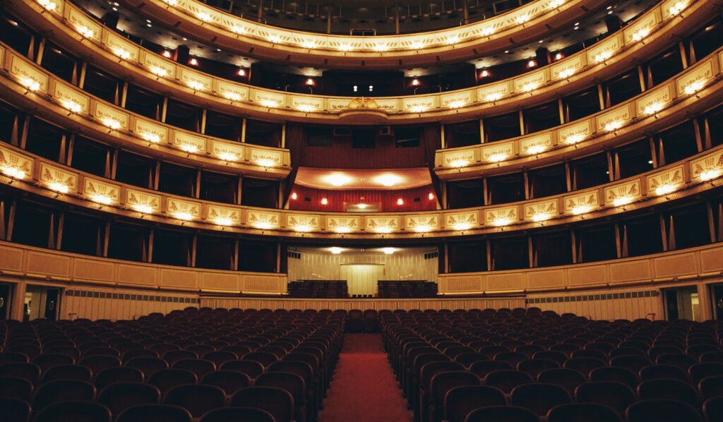 The auditorium of the Vienna State Opera, converted into a ballroom for the Vienna Opera Ball