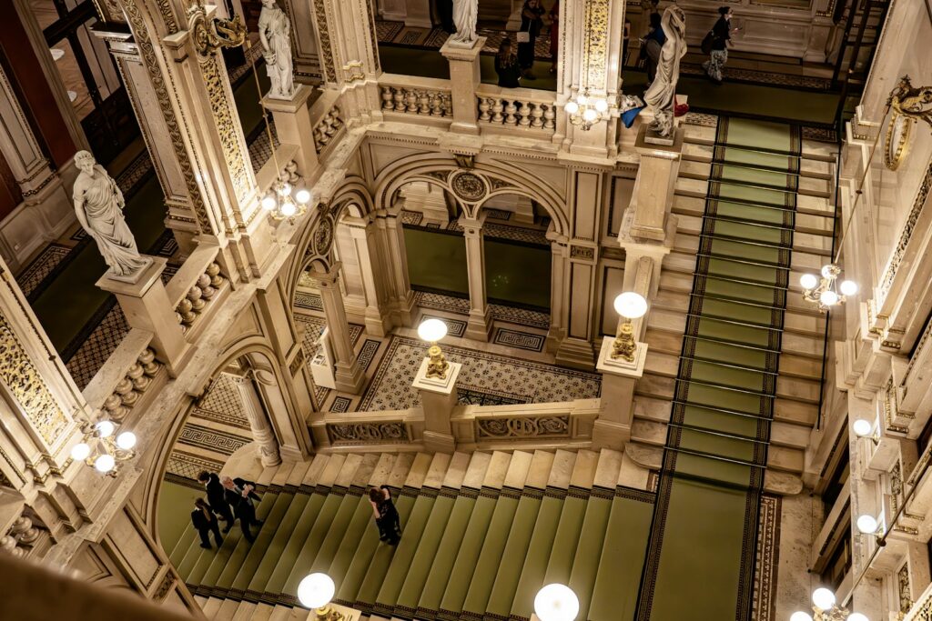 The grand staircase of the Vienna State Opera