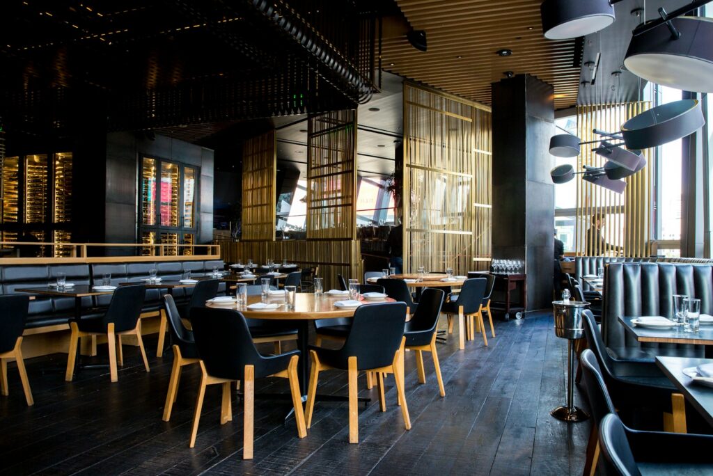 Dining room of Momofuku at The Cosmopolitan of Las Vegas set for dinner