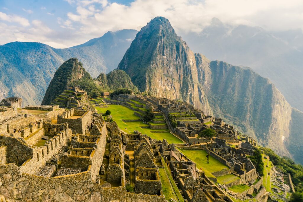 Machu Picchu ruins and the surrounding Andean peaks in Peru