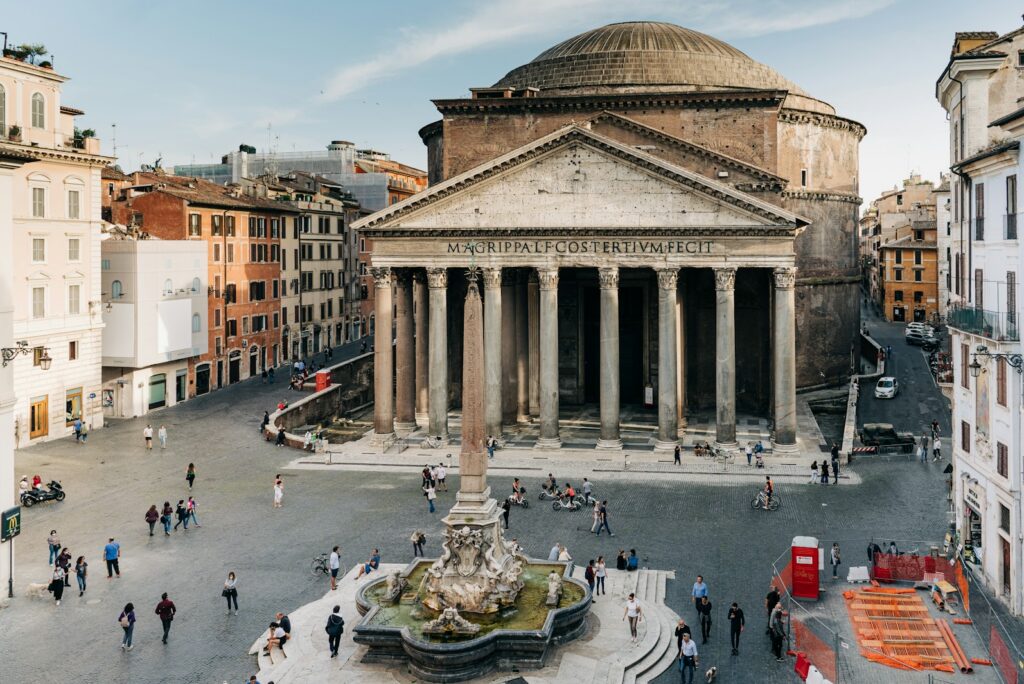 The Pantheon and its square in the historic centre of Rome